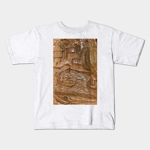 Wood Carvings At Atolera Yoselin - 3 © Kids T-Shirt by PrinceJohn